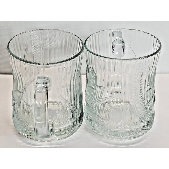 Arcoroc Canterbury Clear Crocus Embossed Vintage Mug Coffee Tea 10 oz set of 2 - Picture 3 of 10